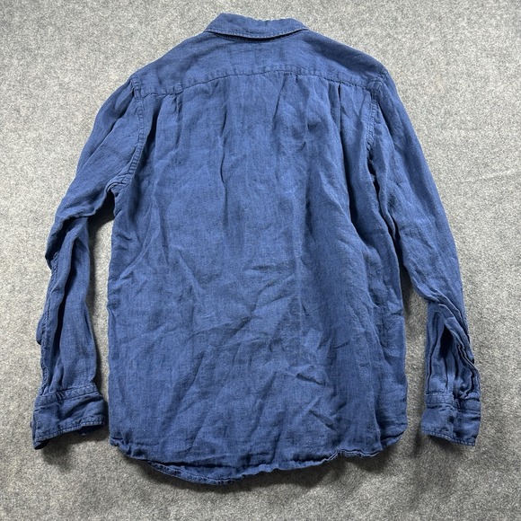 Uniqlo Shirt‎ Mens Large 100% Linen Blue Button Up Long Sleeve Runs Small? - Picture 3 of 9